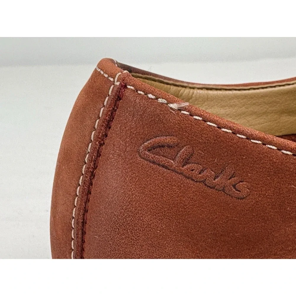 Clarks  Salmon Red Leather Oxford Lace Up Dress Shoes Mens 10.5M Preppy